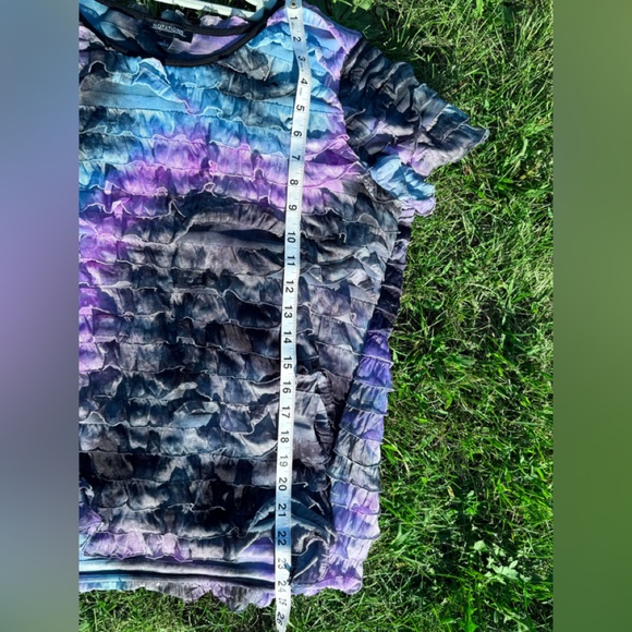 Artisan Purple and Blue Ruffled Short Sleeve Top - Picture 7 of 10